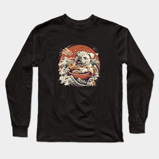 Bulldog Eating Sushi Long Sleeve T-Shirt